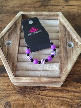 Paparazzi Purple and Black Beaded Bracelet